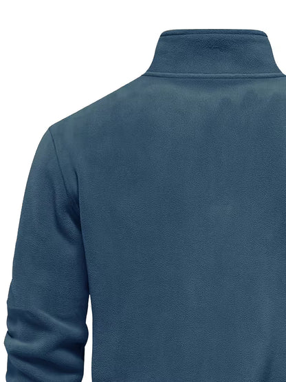 Sweater with Stand-Up Collar and Half-Zip