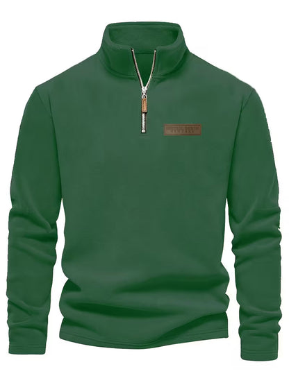 Sweater with Stand-Up Collar and Half-Zip