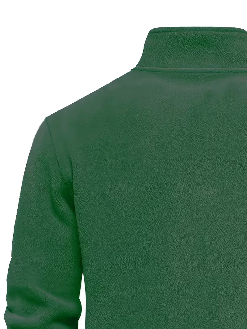 Sweater with Stand-Up Collar and Half-Zip