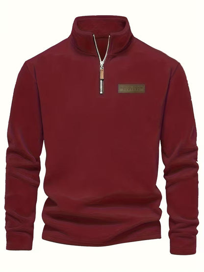 Sweater with Stand-Up Collar and Half-Zip