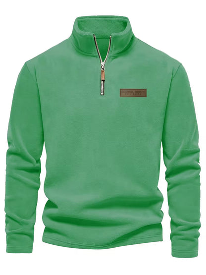Sweater with Stand-Up Collar and Half-Zip