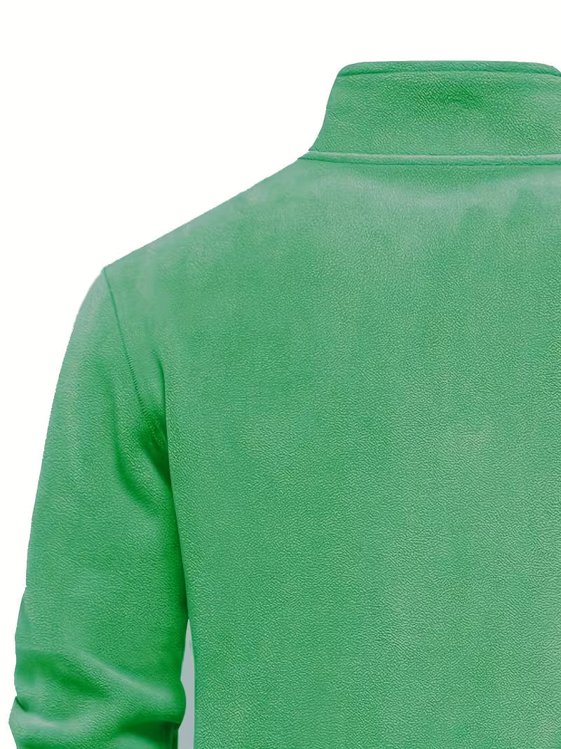 Sweater with Stand-Up Collar and Half-Zip