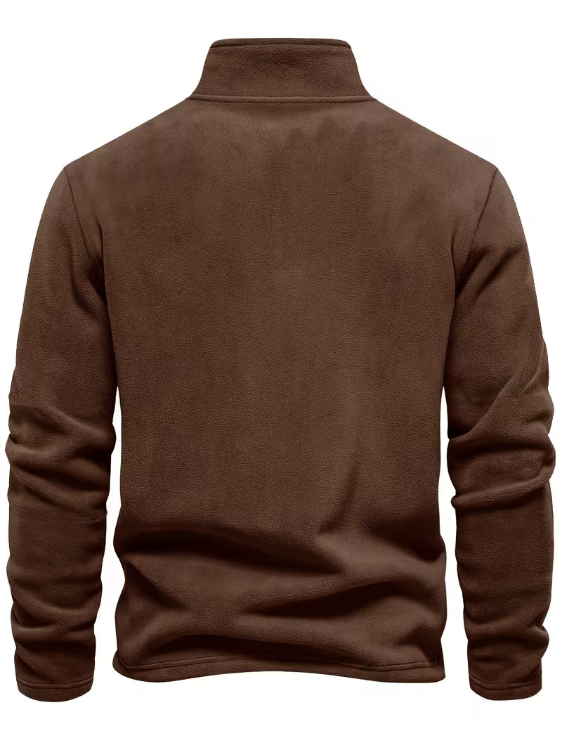 Sweater with Stand-Up Collar and Half-Zip
