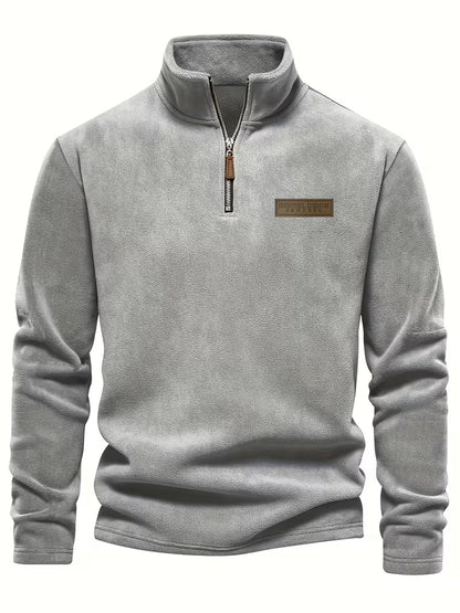 Sweater with Stand-Up Collar and Half-Zip