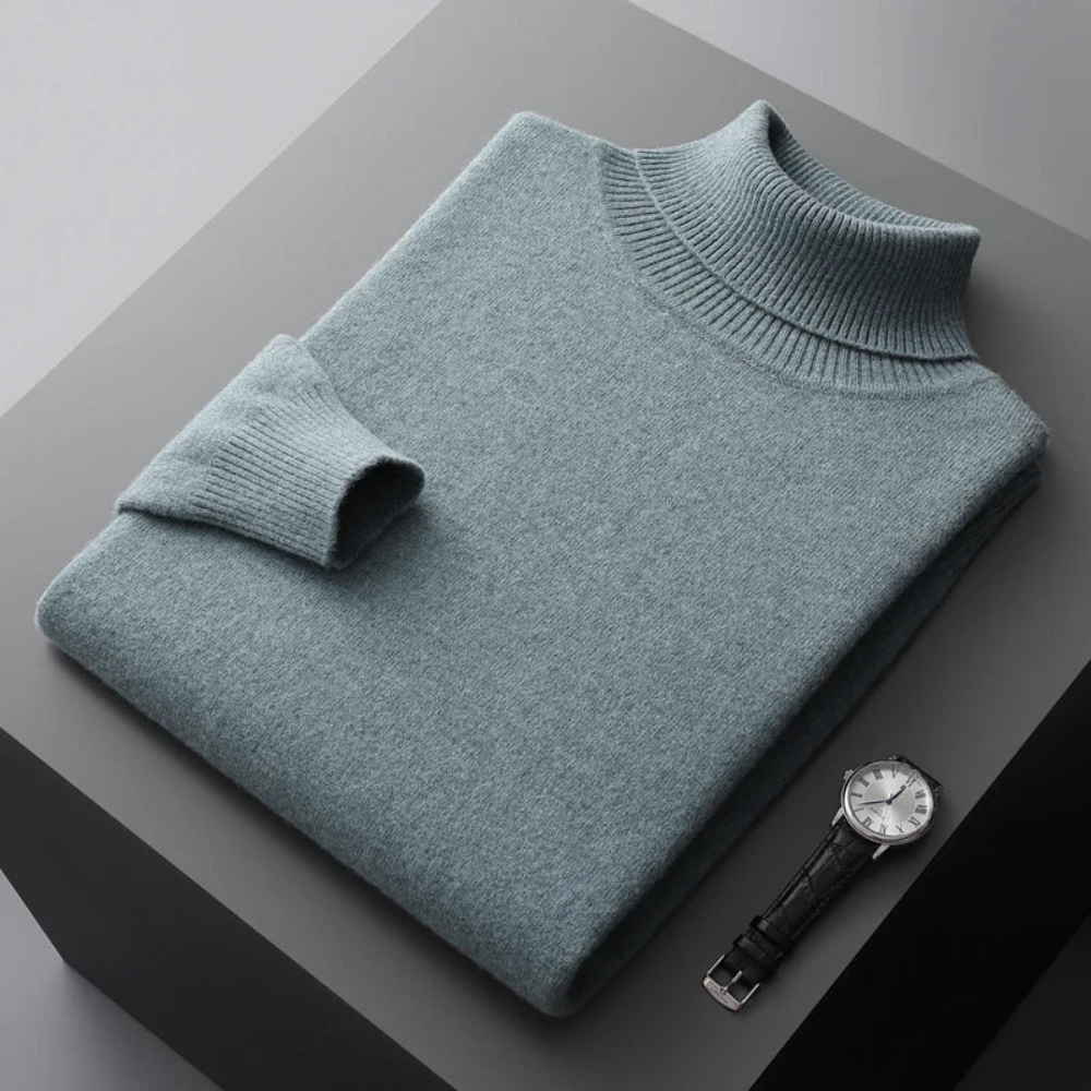 Sweater with high turtleneck and long sleeves