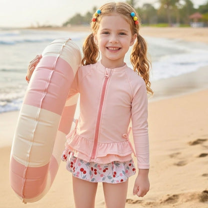 Completo da bagno per bambine, per la spiaggia e la piscina, con maniche lunghe e cerniera