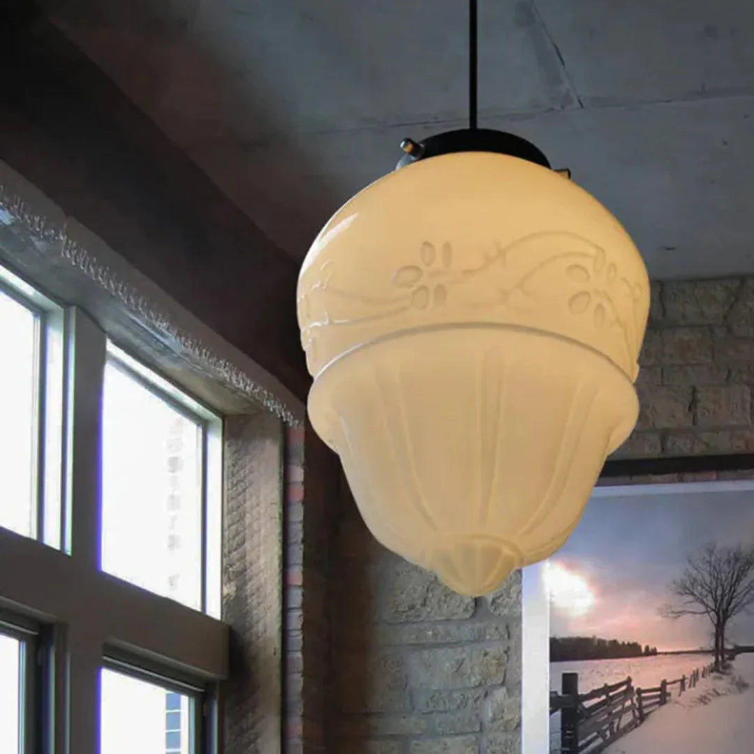 Vintage Geometric Pendant Light in Matt Glass with LED