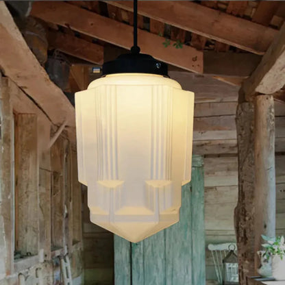 Vintage Geometric Pendant Light in Matt Glass with LED