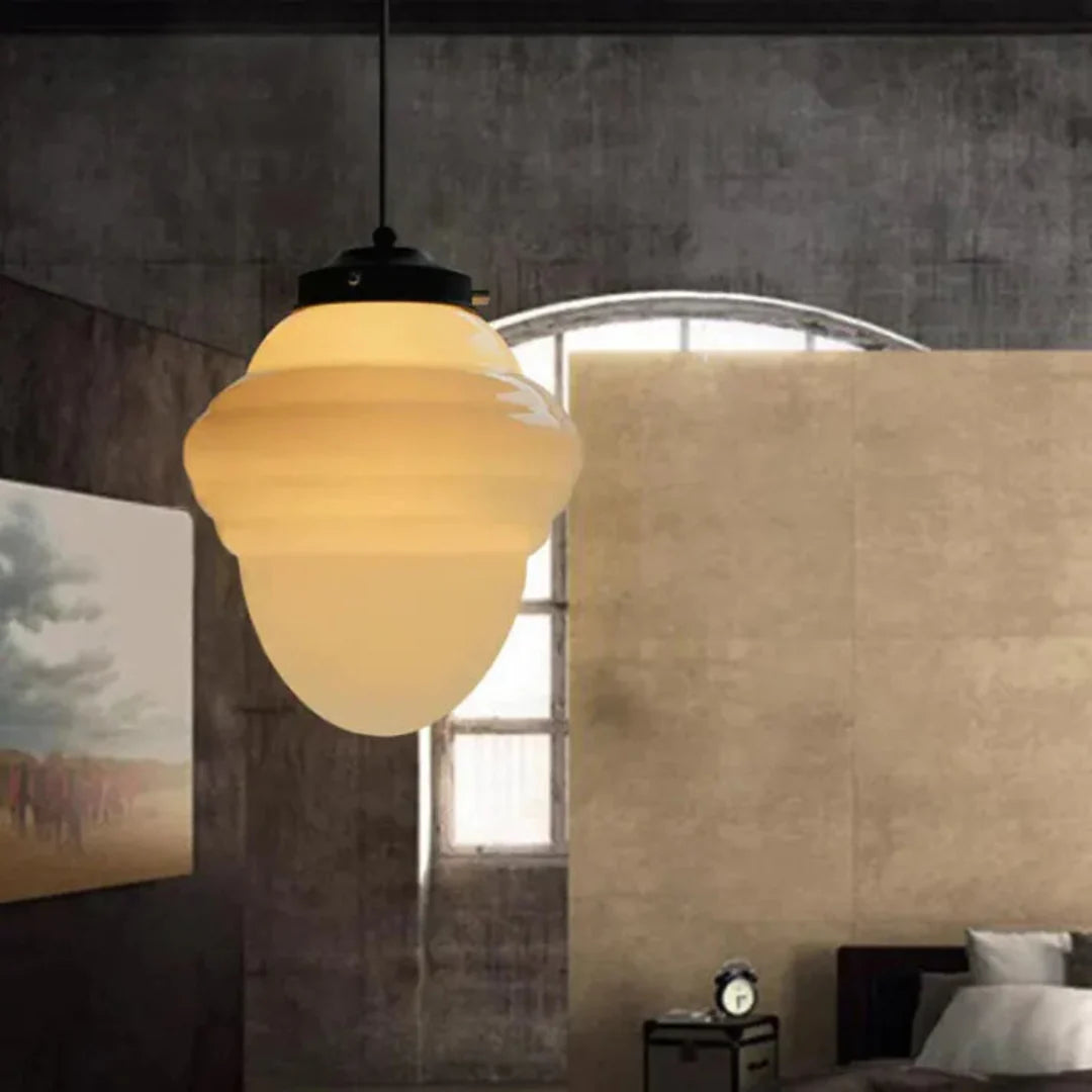 Vintage Geometric Pendant Light in Matt Glass with LED
