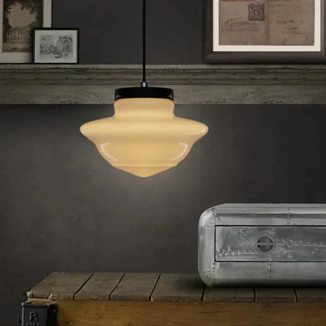 Vintage Geometric Pendant Light in Matt Glass with LED