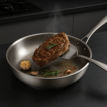 Stainless Steel Frying Pan without Coating – Suitable for Induction