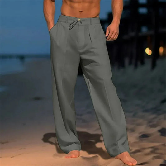 Pantalones elegantes de lino para hombre para el verano