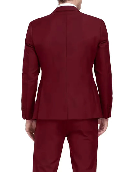Three-piece men's suit with slim fit and glossy finish