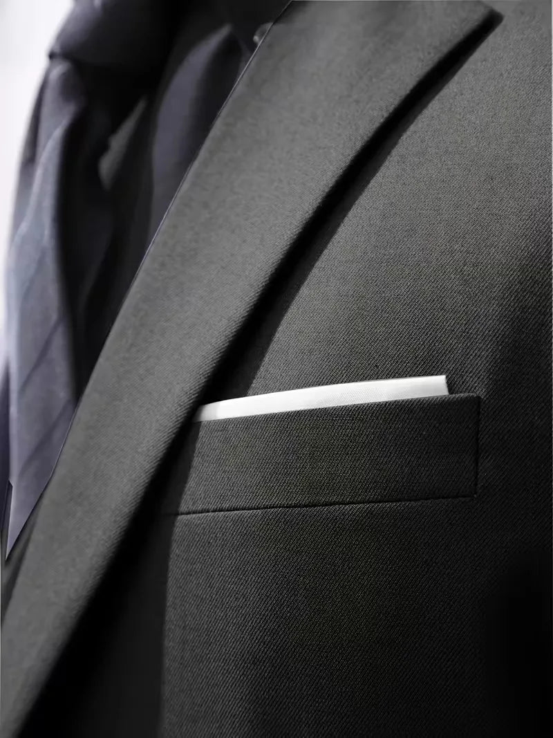 Three-piece men's suit with slim fit and glossy finish