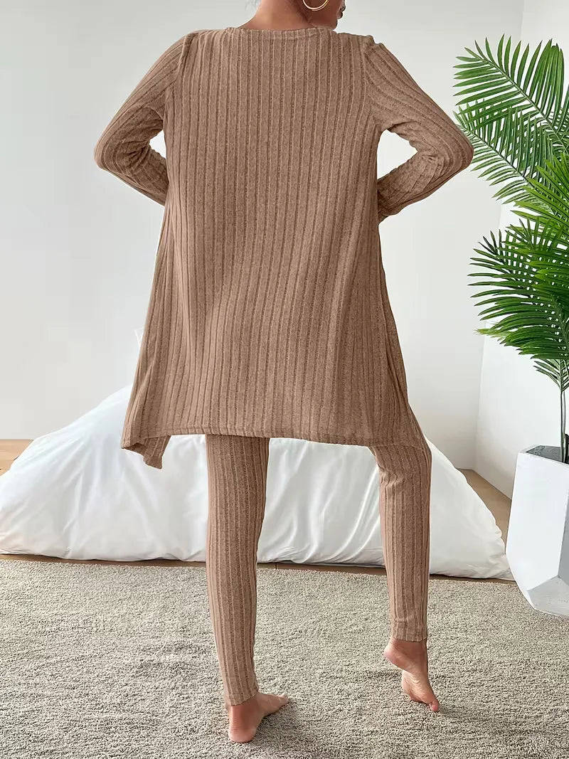 Three-piece set with cardigan