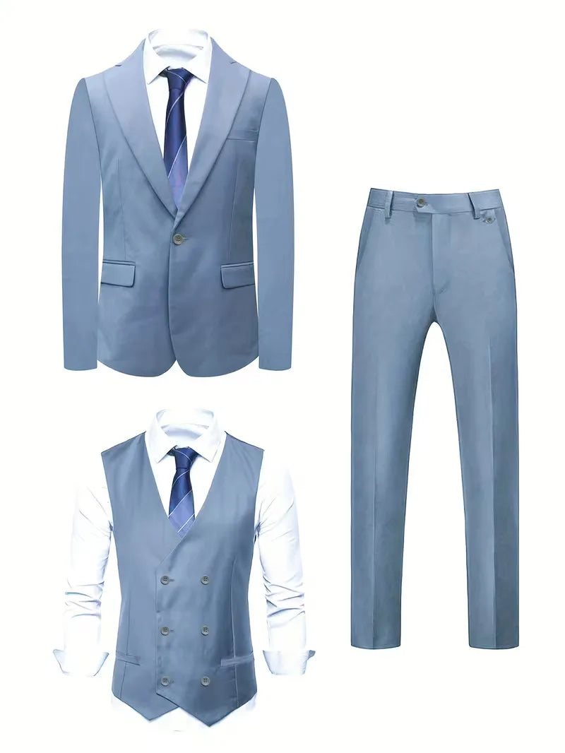Three-piece slim fit suit