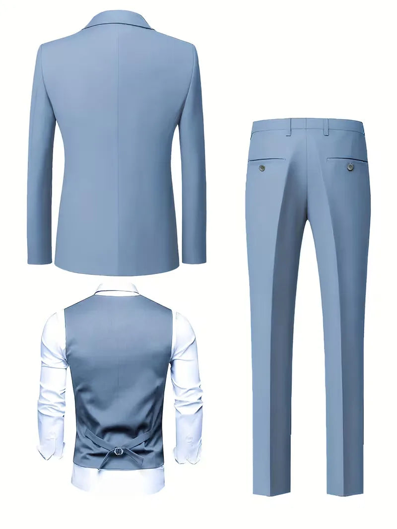 Three-piece slim fit suit
