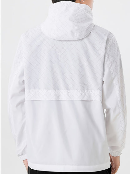 Tim | Lightweight men's windbreaker with check pattern and hood
