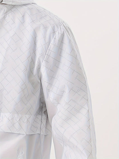 Tim | Lightweight men's windbreaker with check pattern and hood