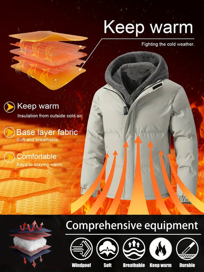 Tim | Padded men's fleece jacket with hood and pockets