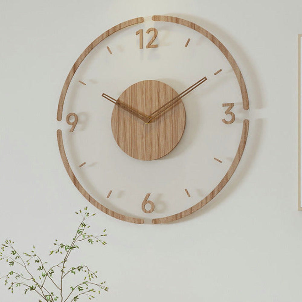 Silent Wooden Wall Clock with Minimalist Design