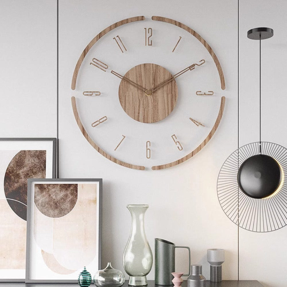 Silent Wooden Wall Clock with Minimalist Design