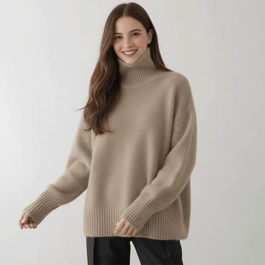 Warm Knitted Women's Turtleneck with Oversized Fit