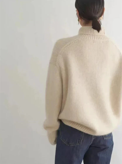 Warm Knitted Women's Turtleneck with Oversized Fit