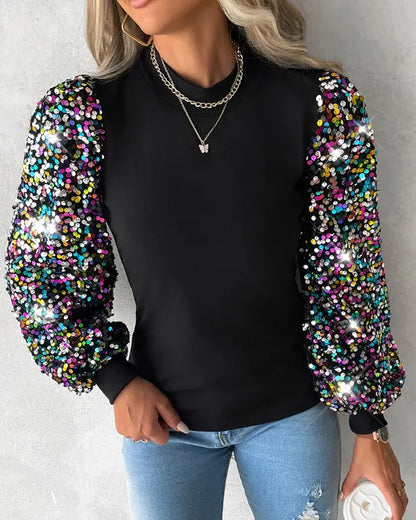 Top with Colourful Balloon Sleeves