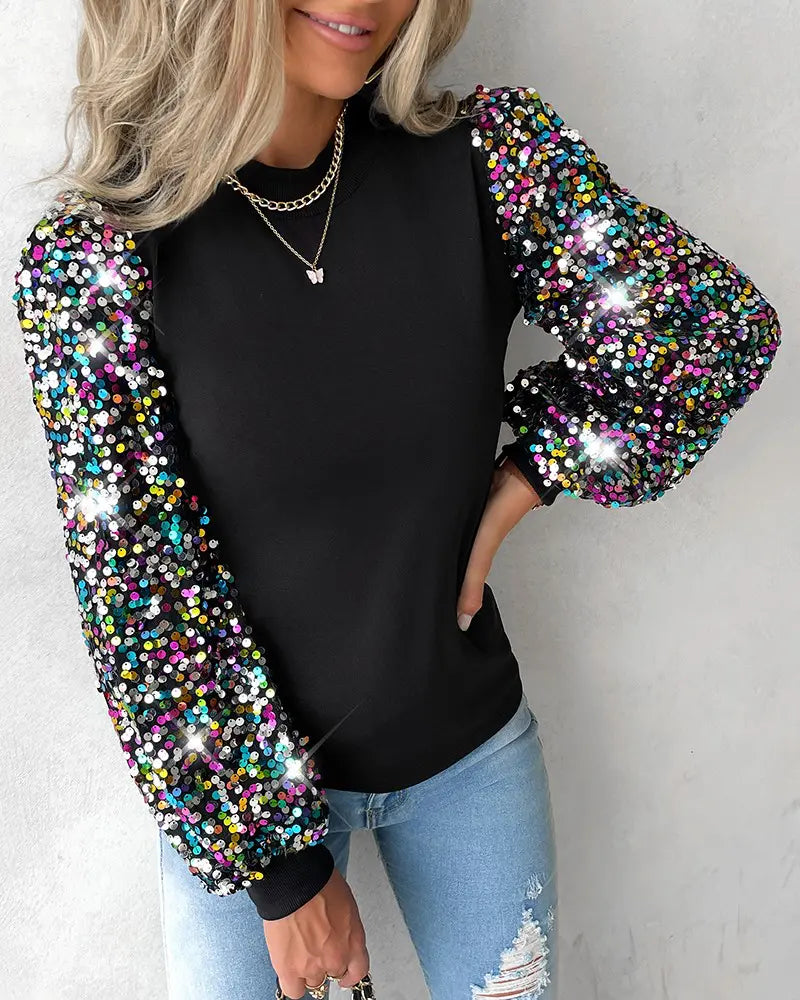Top with Colourful Balloon Sleeves