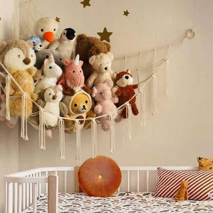 Amaca porta peluche per bambini da appendere in un angolo