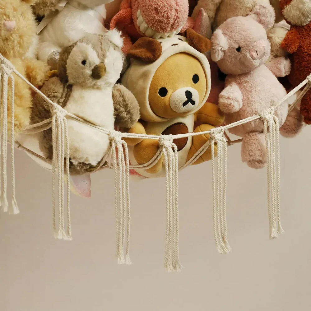 Amaca porta peluche per bambini da appendere in un angolo