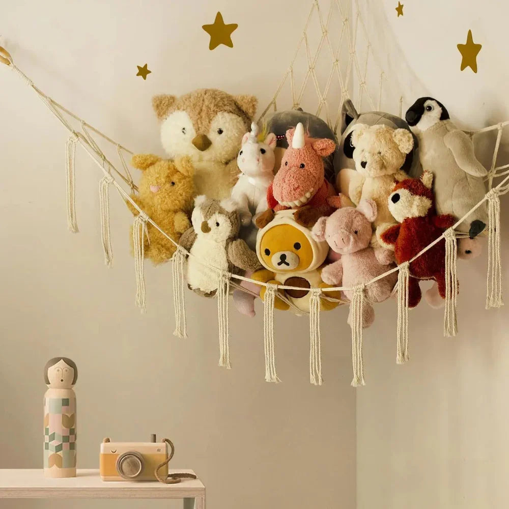 Amaca porta peluche per bambini da appendere in un angolo