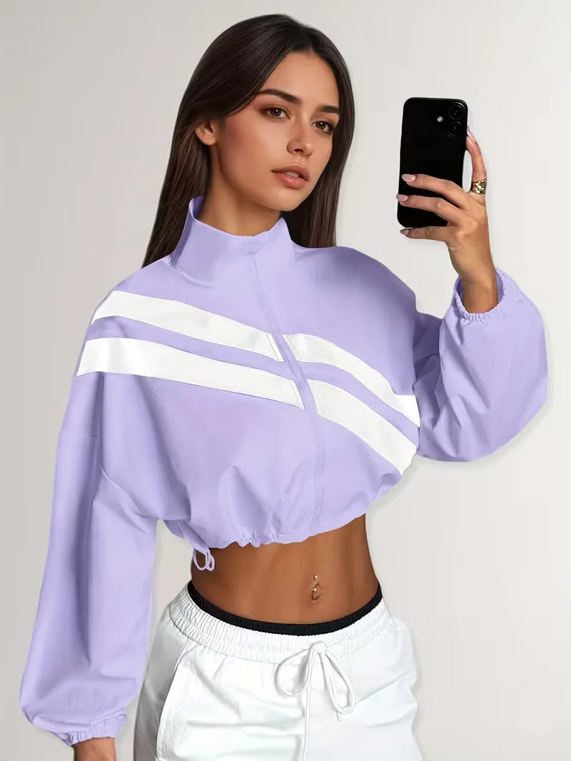 Track jacket with elastic cuffs