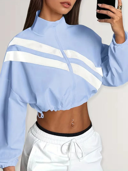 Track jacket with elastic cuffs