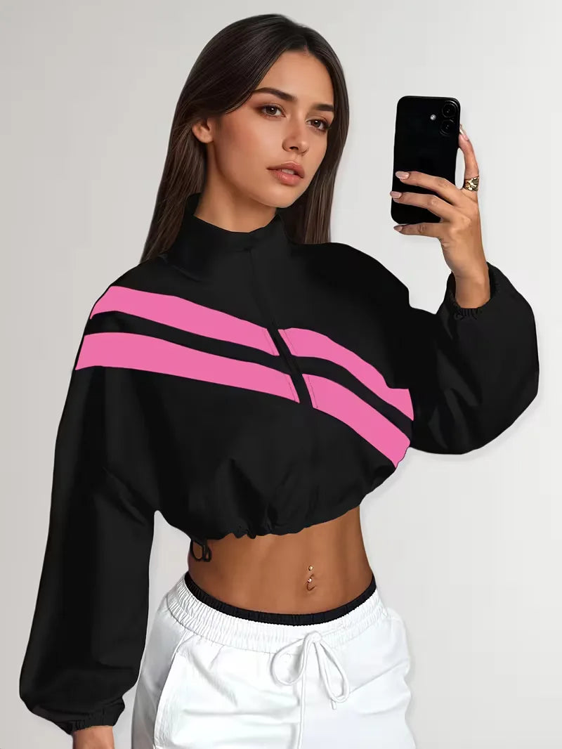 Track jacket with elastic cuffs