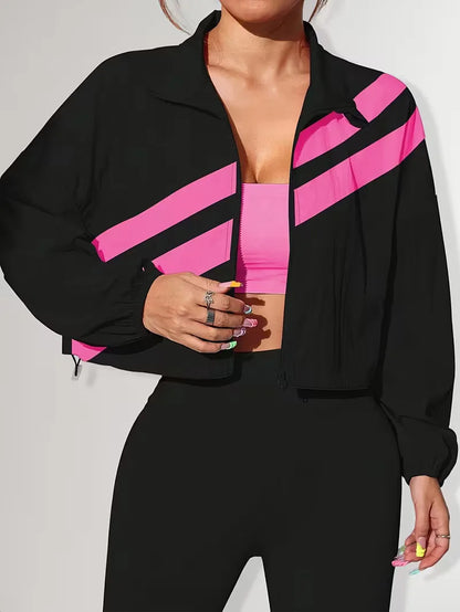 Track jacket with elastic cuffs