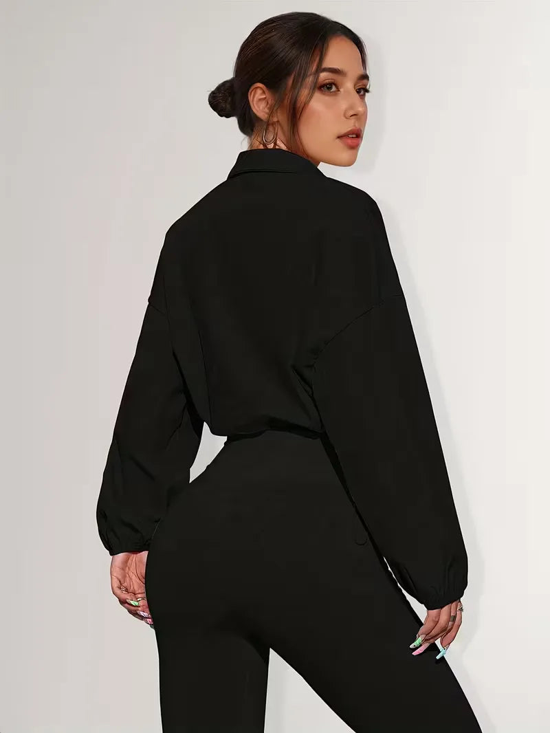 Track jacket with elastic cuffs