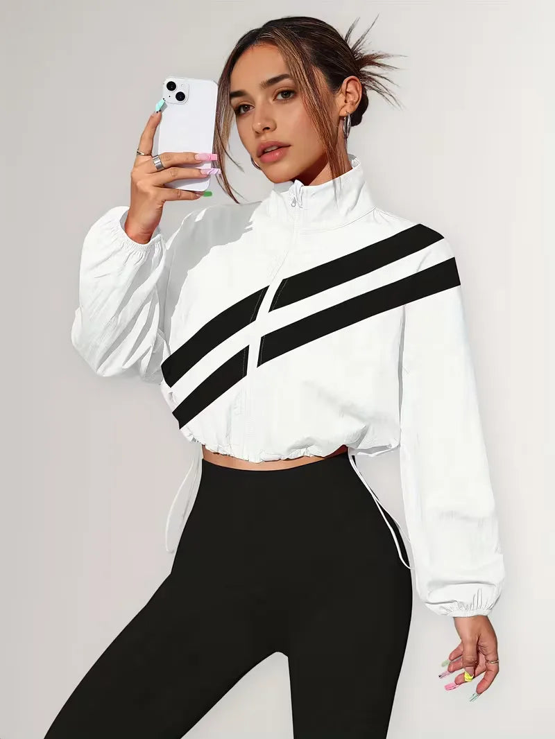 Track jacket with elastic cuffs