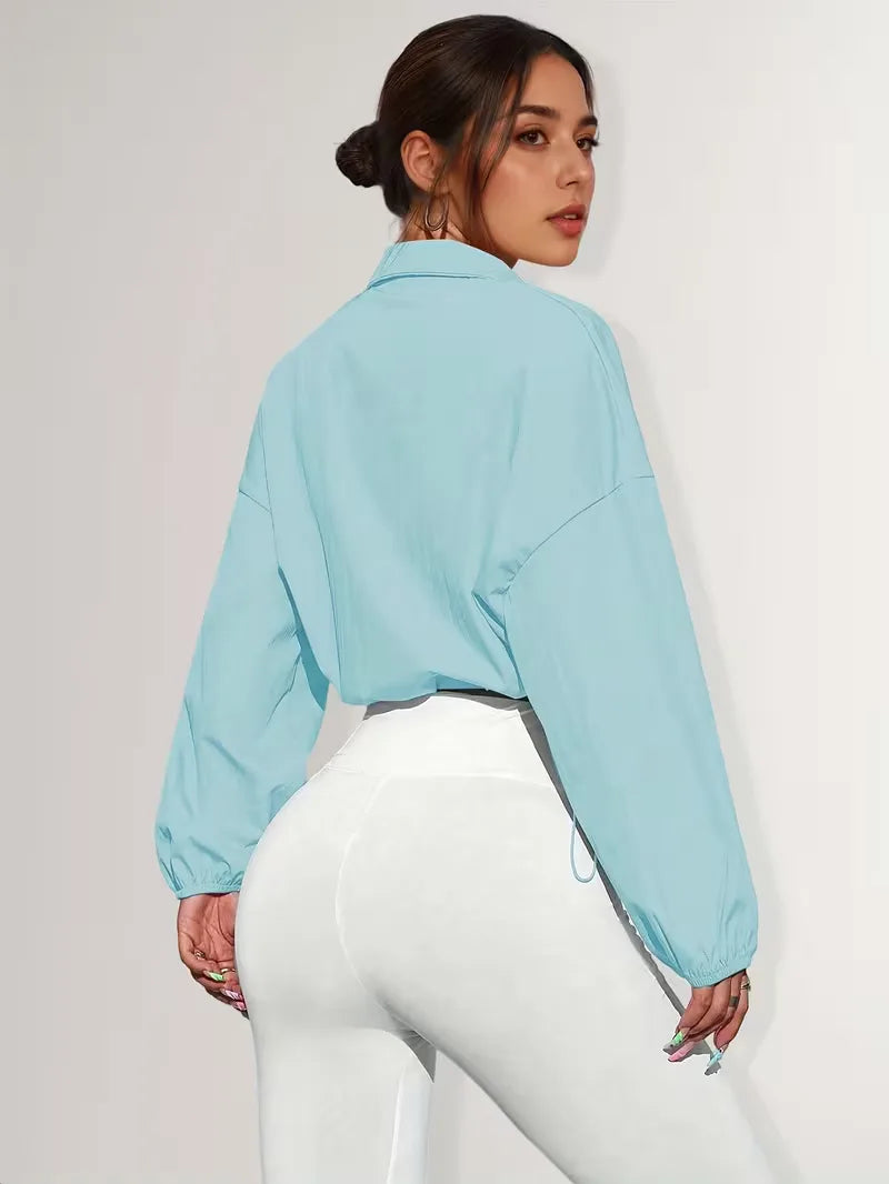 Track jacket with elastic cuffs