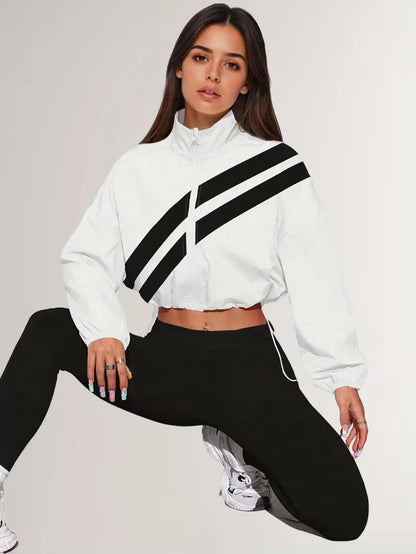 Track jacket with elastic cuffs