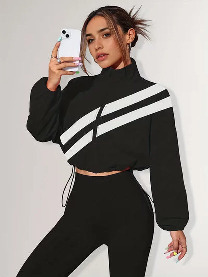 Track jacket with elastic cuffs