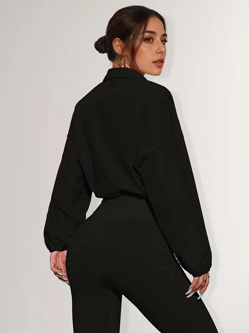 Track jacket with elastic cuffs