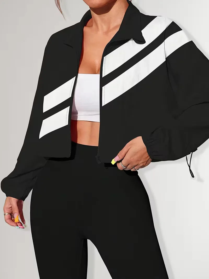Track jacket with elastic cuffs