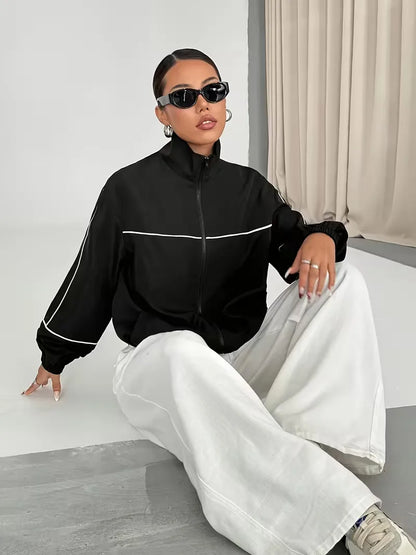 Track jacket with high collar