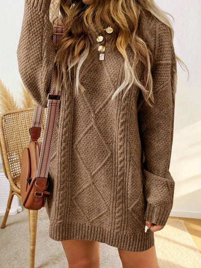 Robe-pull avec motif torsadé et finition côtelée