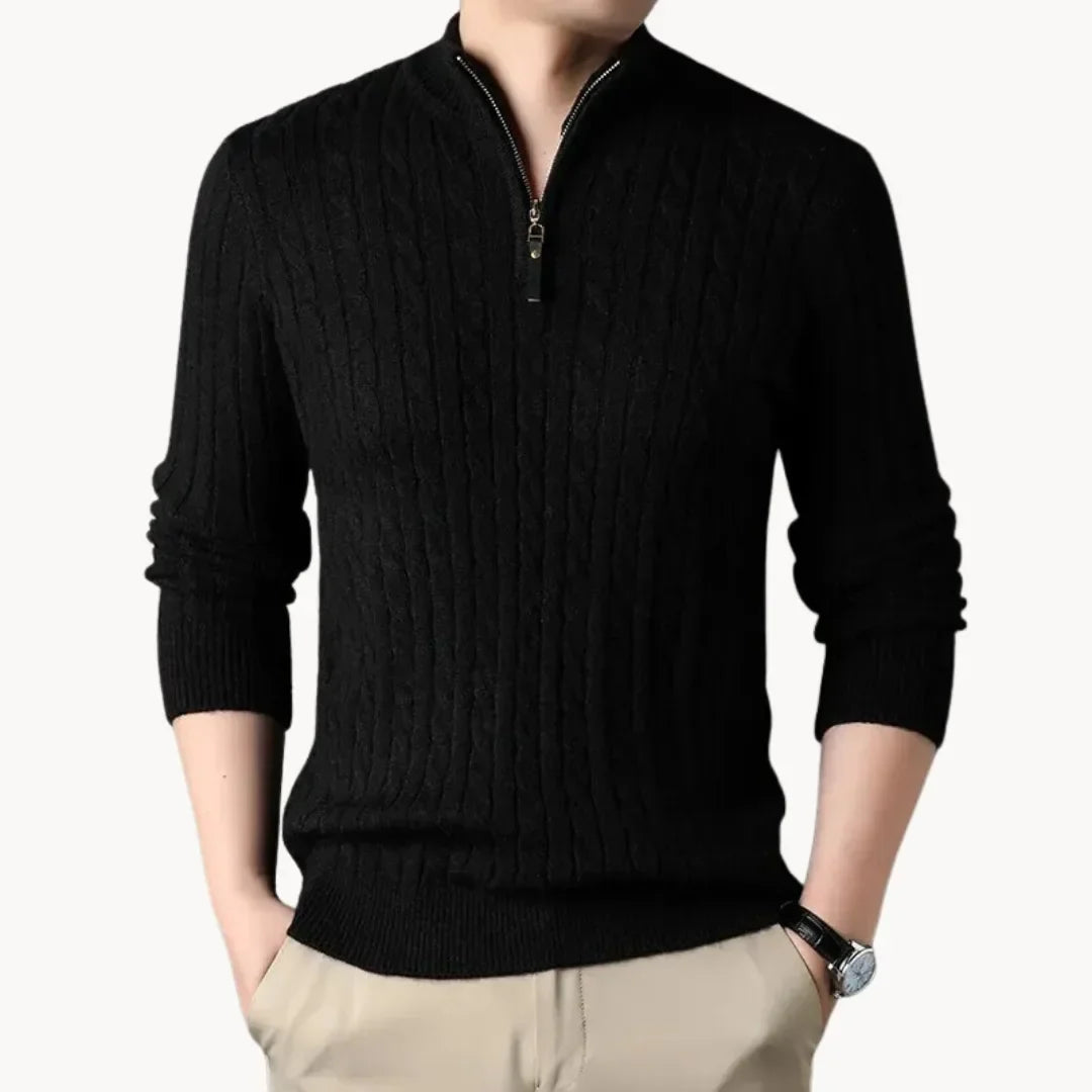 Hugo | Jumper with Cable Pattern and Quarter Zip