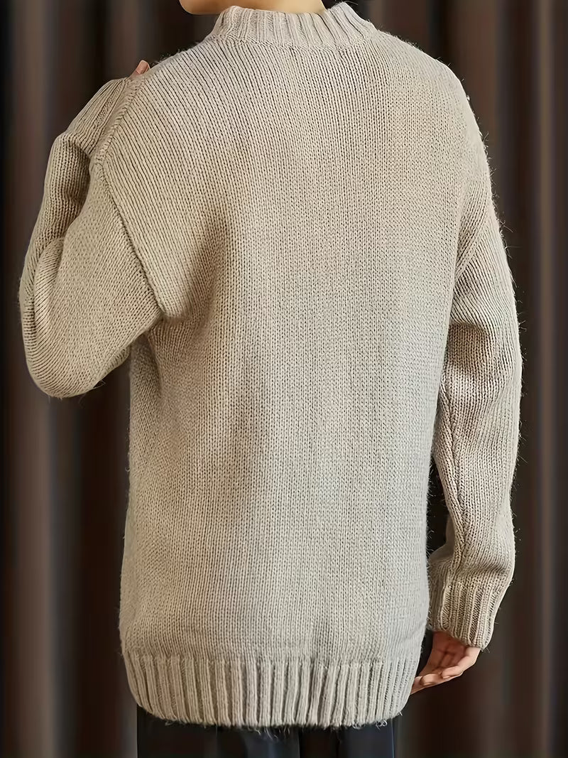 Pull côtelé à col rond