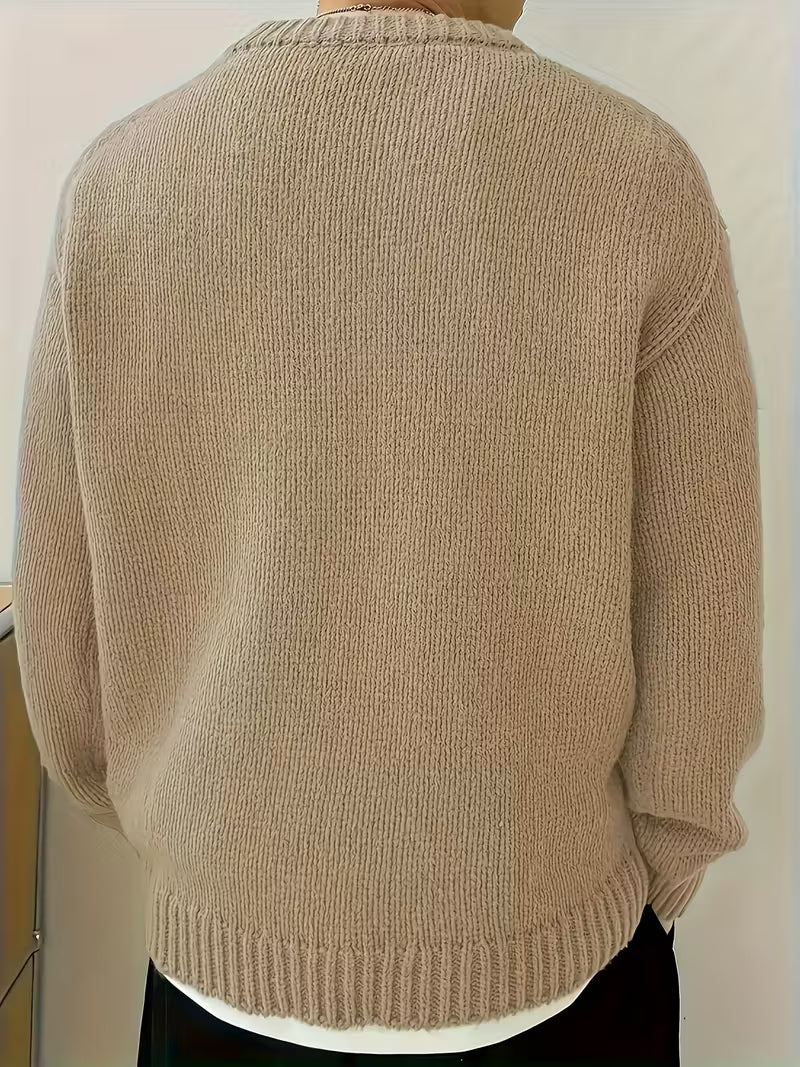 Pull côtelé à col rond