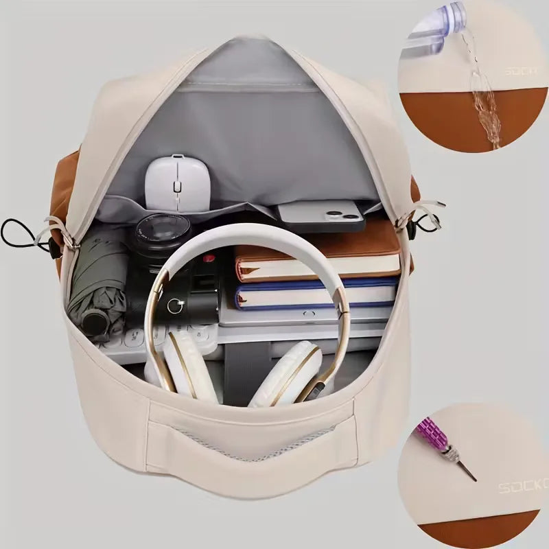 Two-tone backpack with adjustable straps